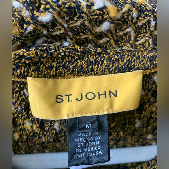 ST.JOHN Turtleneck Sweeter Shawl Cape Fringed Sleeves and Hem Wool Blend Mustard - Picture 5 of 14